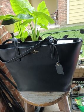 Kate Spade New York Black Leather Tote Bag